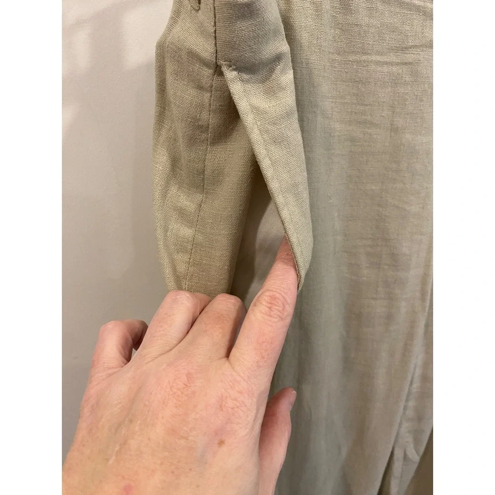 Mens Khaki Linen Blend Flat‎ Front Dress Pants Casual Trousers 36x30